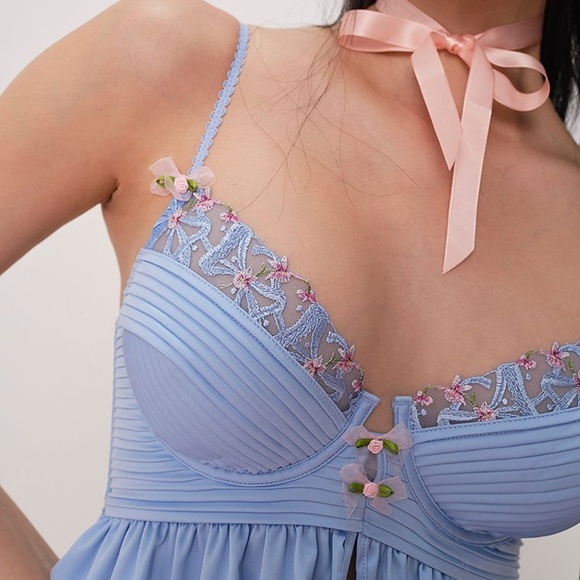 For Love And Lemons Bluebell Bow Slip Dress Small NEW - Picture 6 of 12